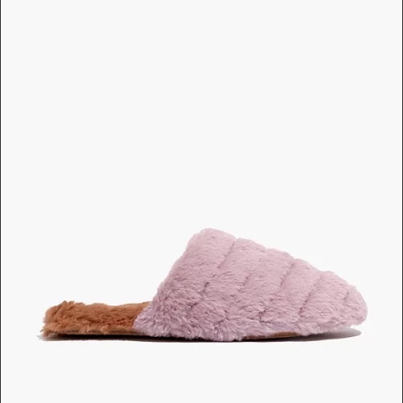 NWT Madewell Colorblock Quilted Scuff Slippers in Recycled Faux Fur - Picture 7 of 7